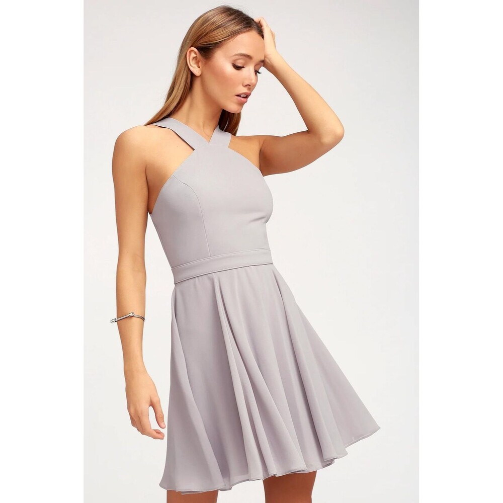 Women's NWT| Lulus |Forevermore Grey Skater Dress |Size M - Picture 2 of 6